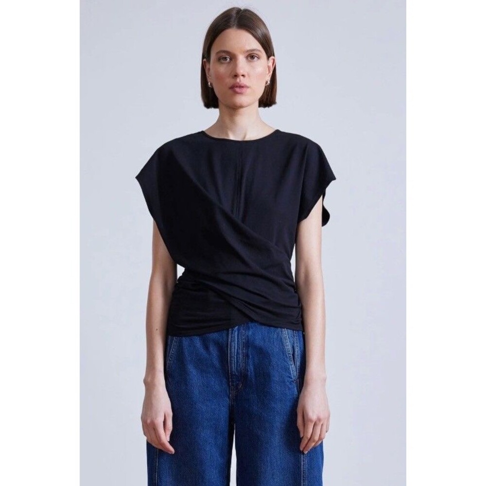 Apiece Apart Twist Drape Tee Black Size XS Modern  $225  NWT!